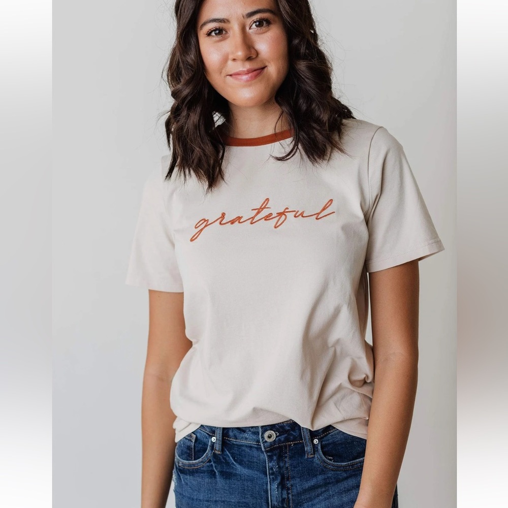 Embroidered Grateful Tee | 3XL
